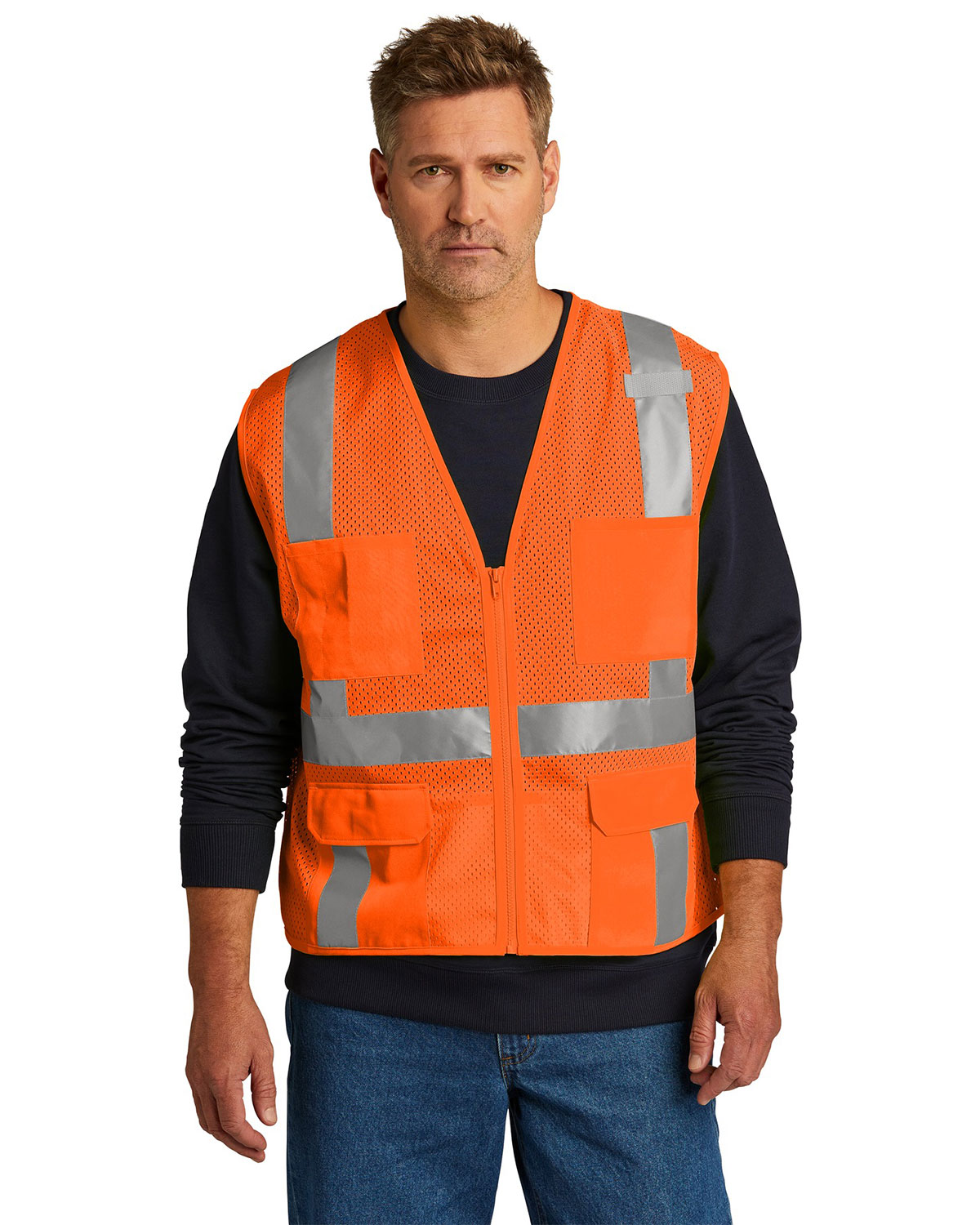 CornerStone CSV104 ANSI 107 Class 2 Mesh Six-Pocket Zippered Vest