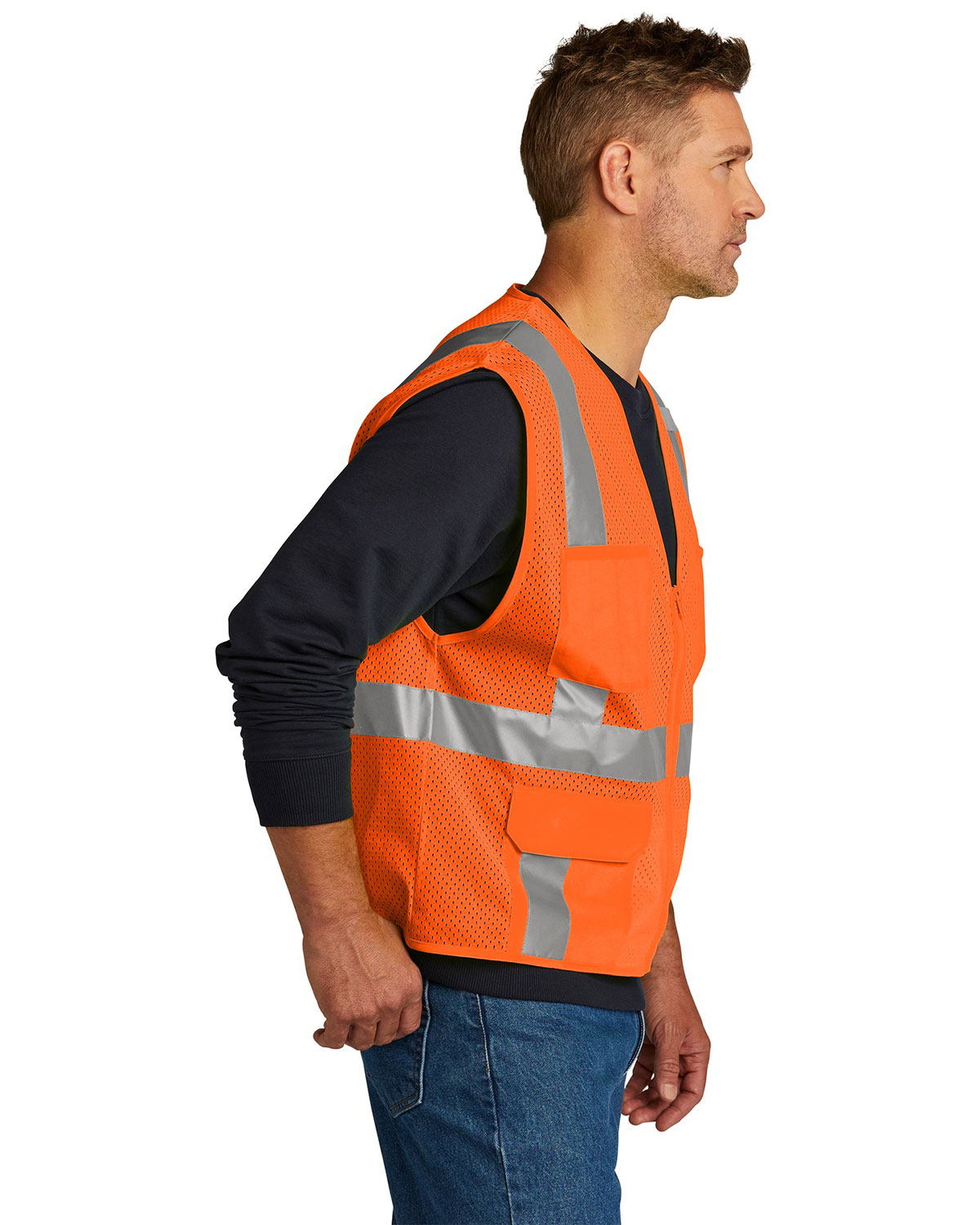 CornerStone CSV104 ANSI 107 Class 2 Mesh Six-Pocket Zippered Vest view 3