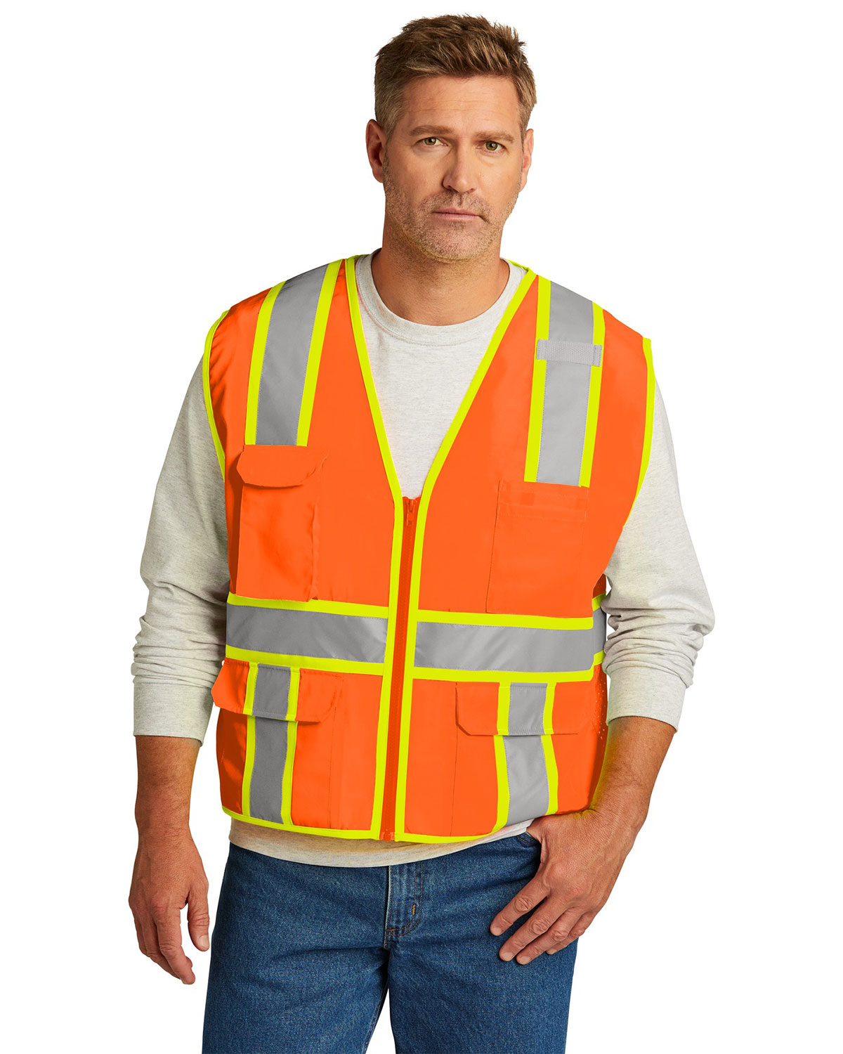 CornerStone CSV105 ANSI 107 Class 2 Surveyor Zippered Two-Tone Vest