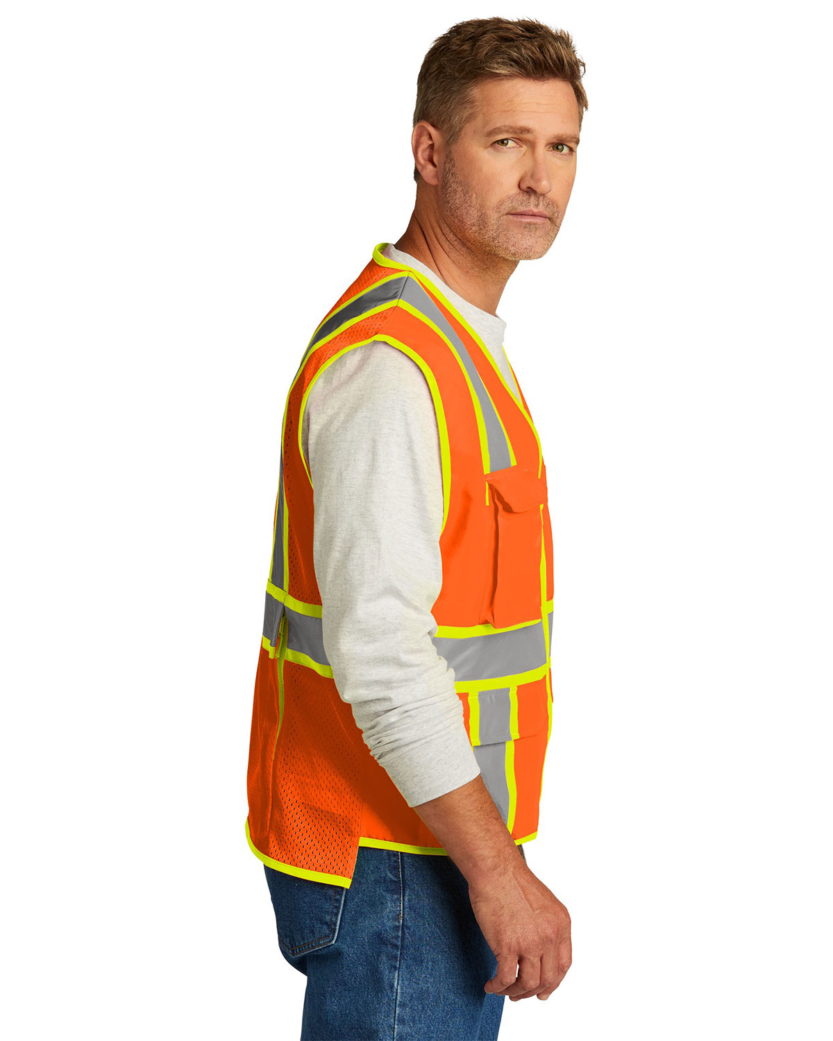 CornerStone CSV105 ANSI 107 Class 2 Surveyor Zippered Two-Tone Vest view 3