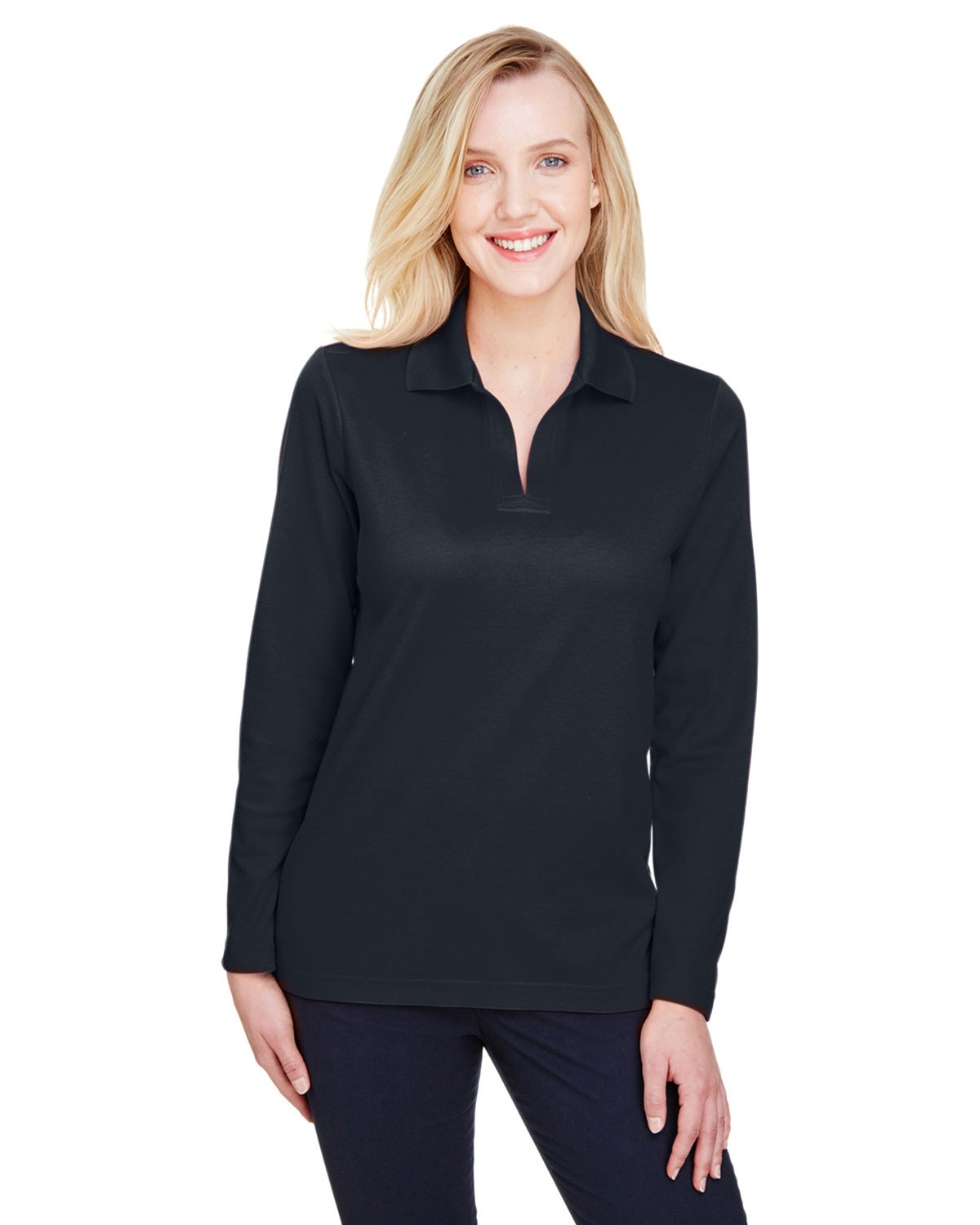 Devon & Jones DG20LW Women's CrownLux Performance��Plaited Long Sleeve Polo
