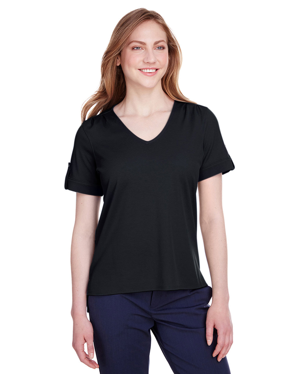 Devon & Jones DG20WB Women's CrownLux Performance� Plaited Rolled Sleeve Shirt