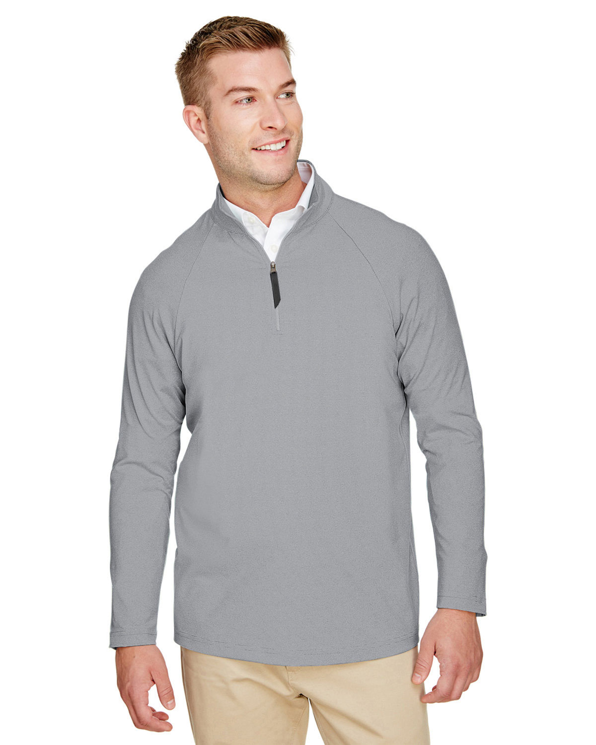 Devon & Jones DG480 Men's CrownLux Performance� Clubhouse Micro-Stripe Quarter-Zip Pullover