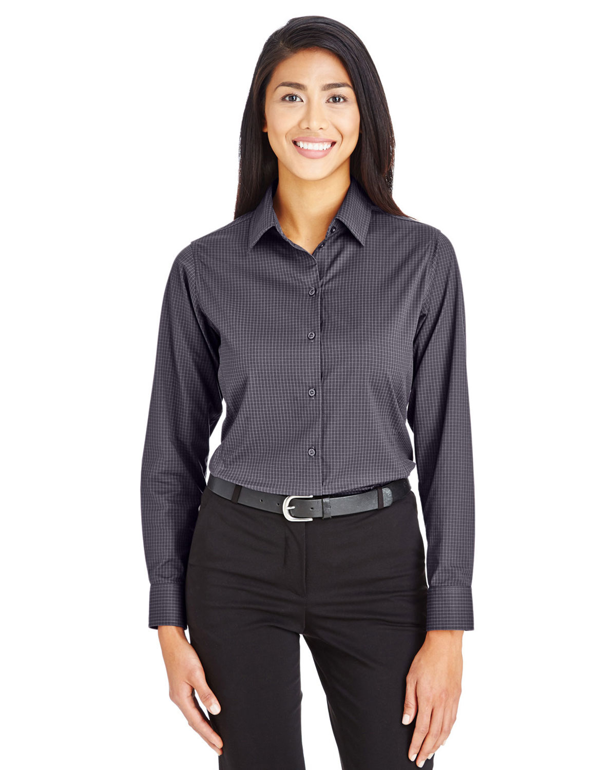 Devon & Jones DG535W Women's CrownLux Performance��Tonal Mini Check Woven Dress Shirt