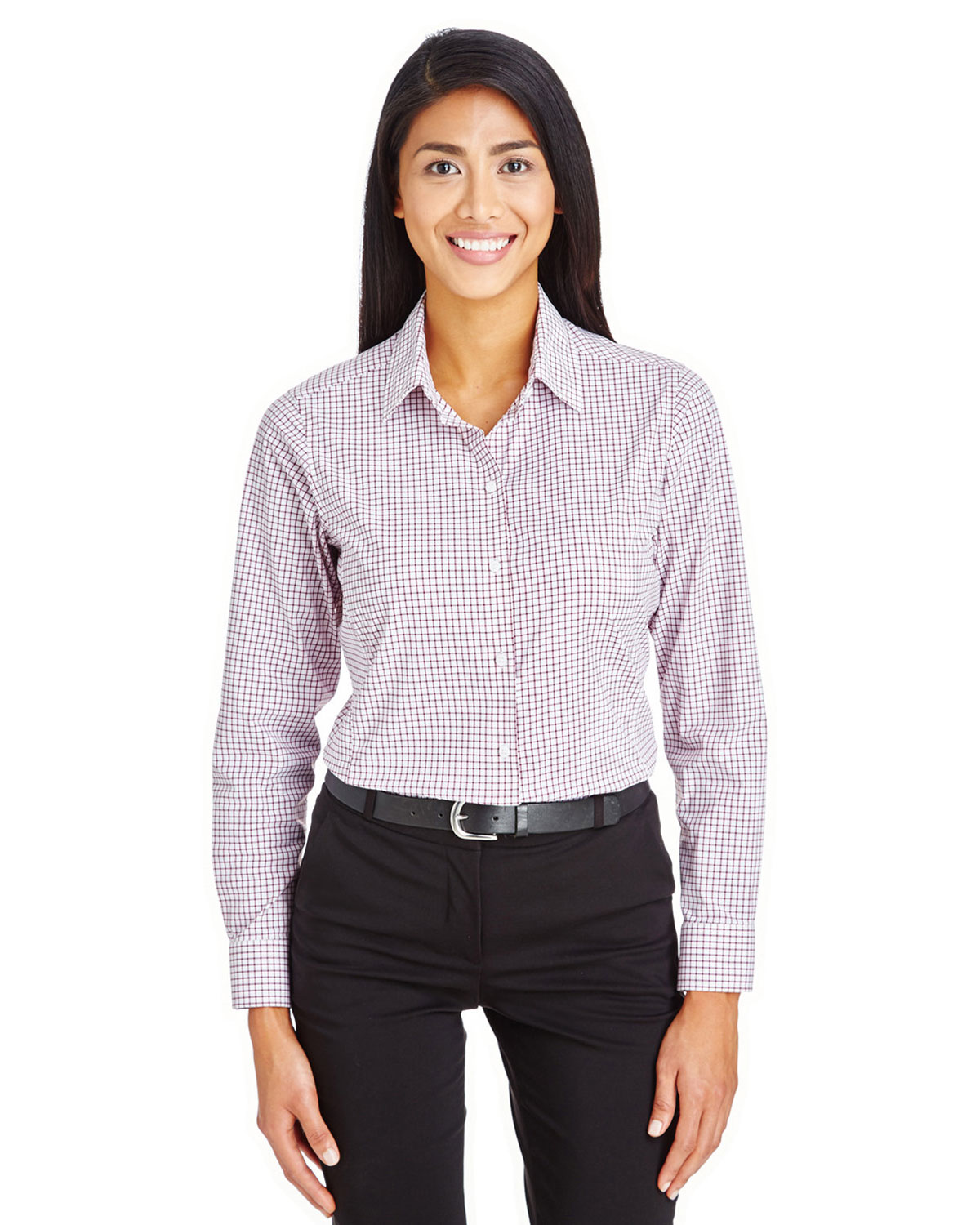 Devon & Jones DG540W Women's CrownLux Performance��Micro Windowpane Woven Dress Shirt