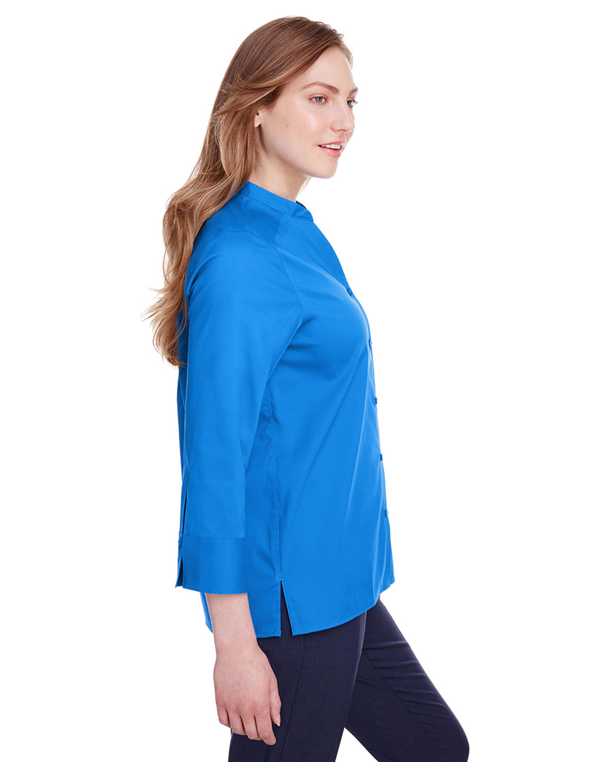 Devon & Jones DG560W Women's Crown Collection� Stretch Broadcloth Three-Quarter Sleeve Blouse view 3