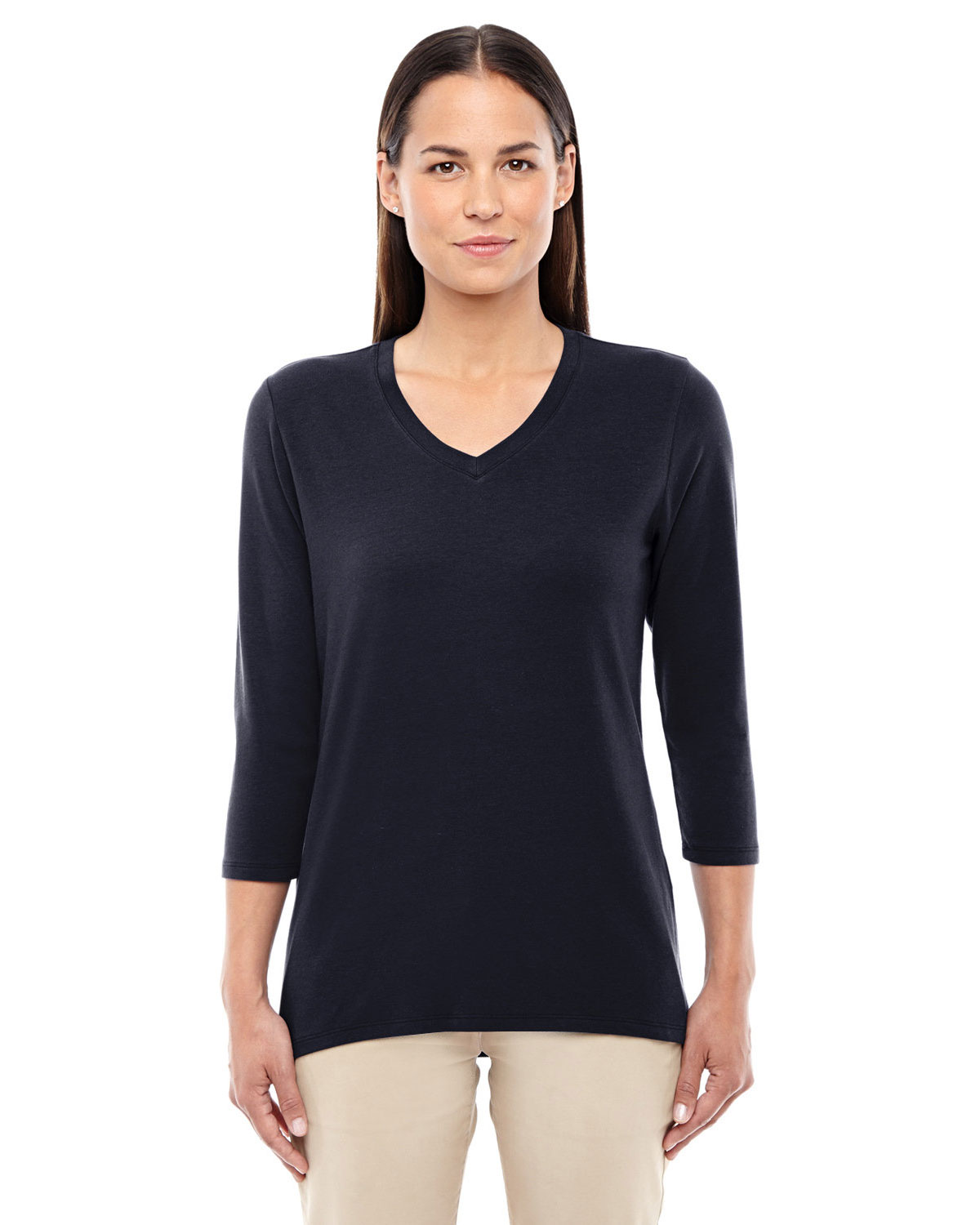 Devon & Jones DP184W Women's Perfect Fit� Bracelet-Length V-Neck Top