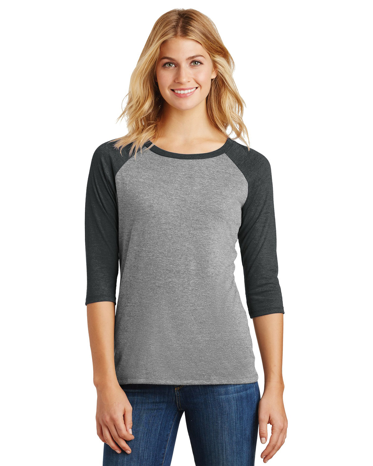 District DM136L Women's Perfect Tri 3/4-Sleeve Raglan