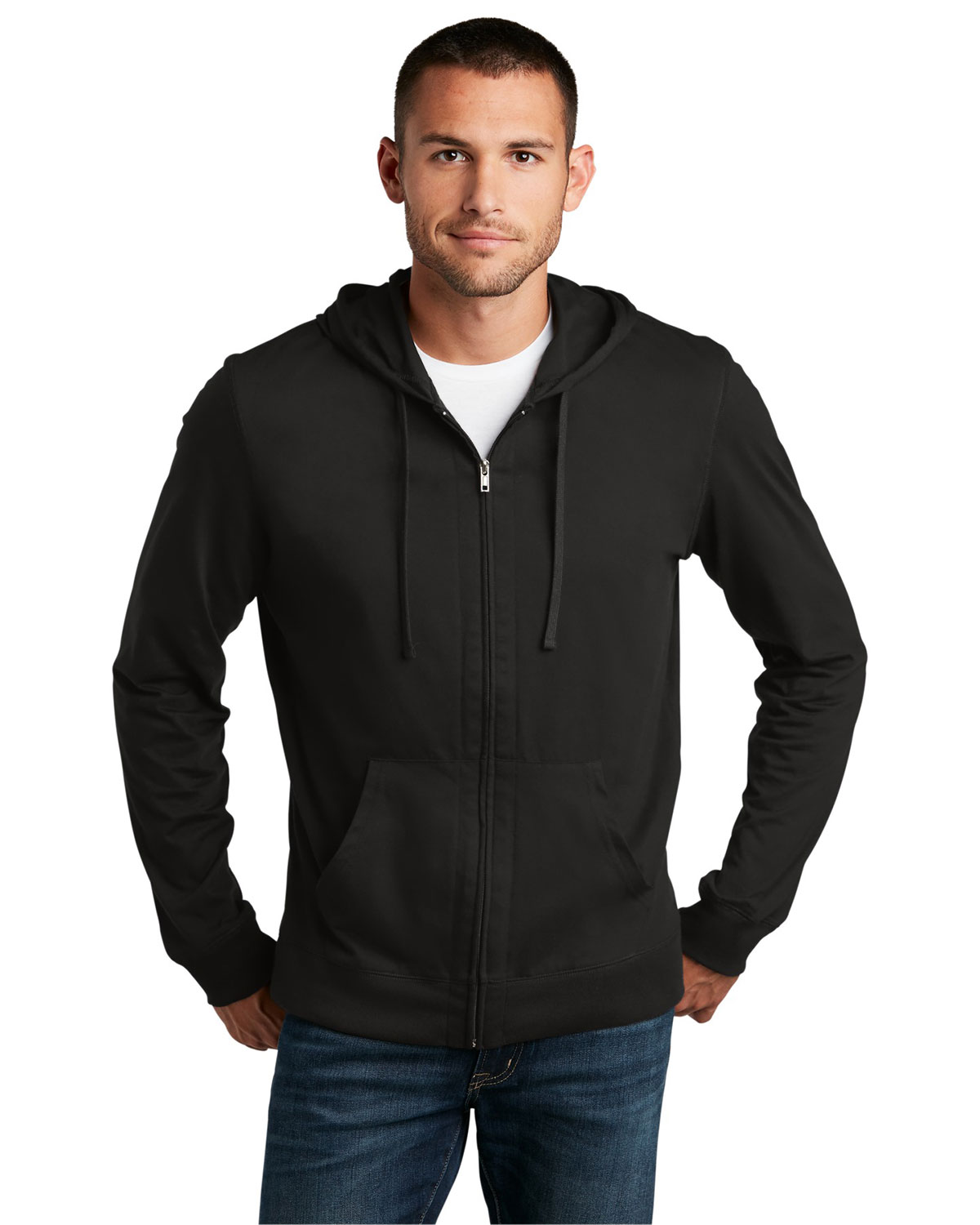District DT1100 Jersey Full-Zip Hoodie