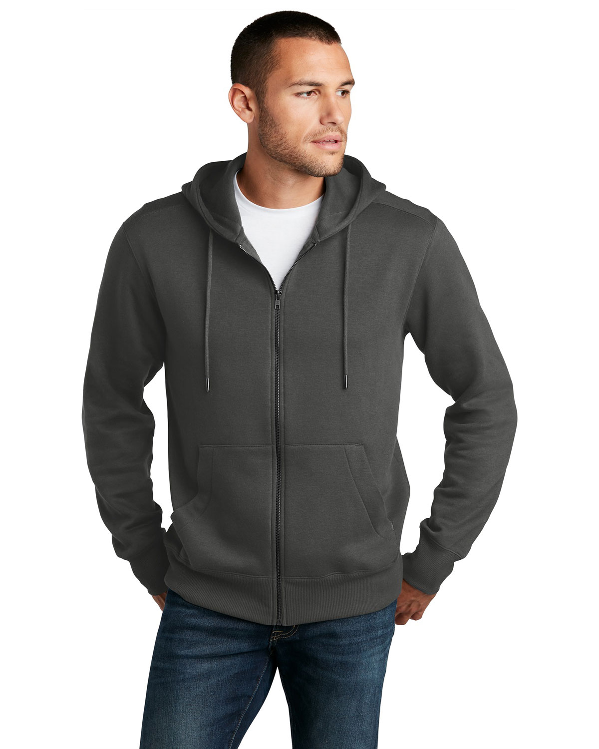 District DT1103 Perfect Weight Fleece Full-Zip Hoodie