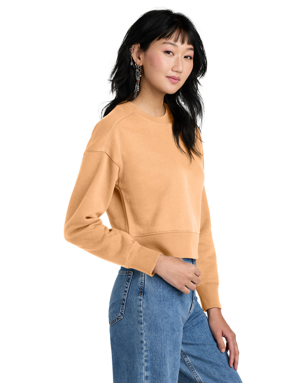 District DT1105 Women's Perfect Weight Fleece Cropped Crew view 3