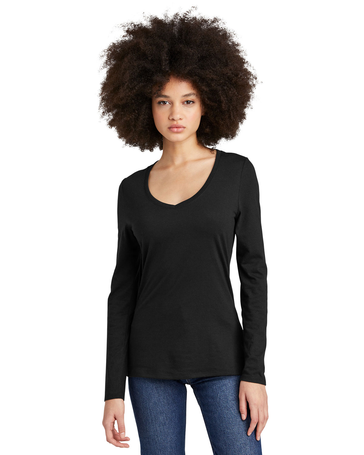 District DT135 Women's Perfect Tri Long Sleeve V-Neck Tee