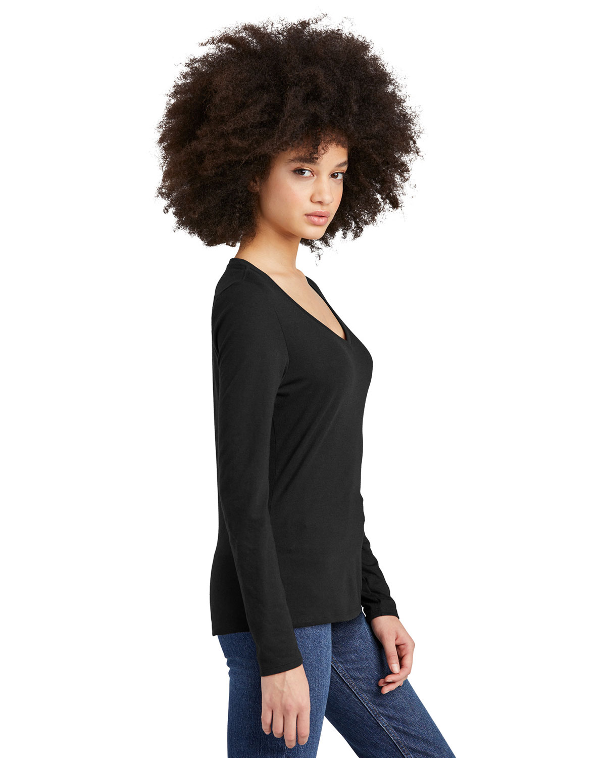 District DT135 Women's Perfect Tri Long Sleeve V-Neck Tee view 3