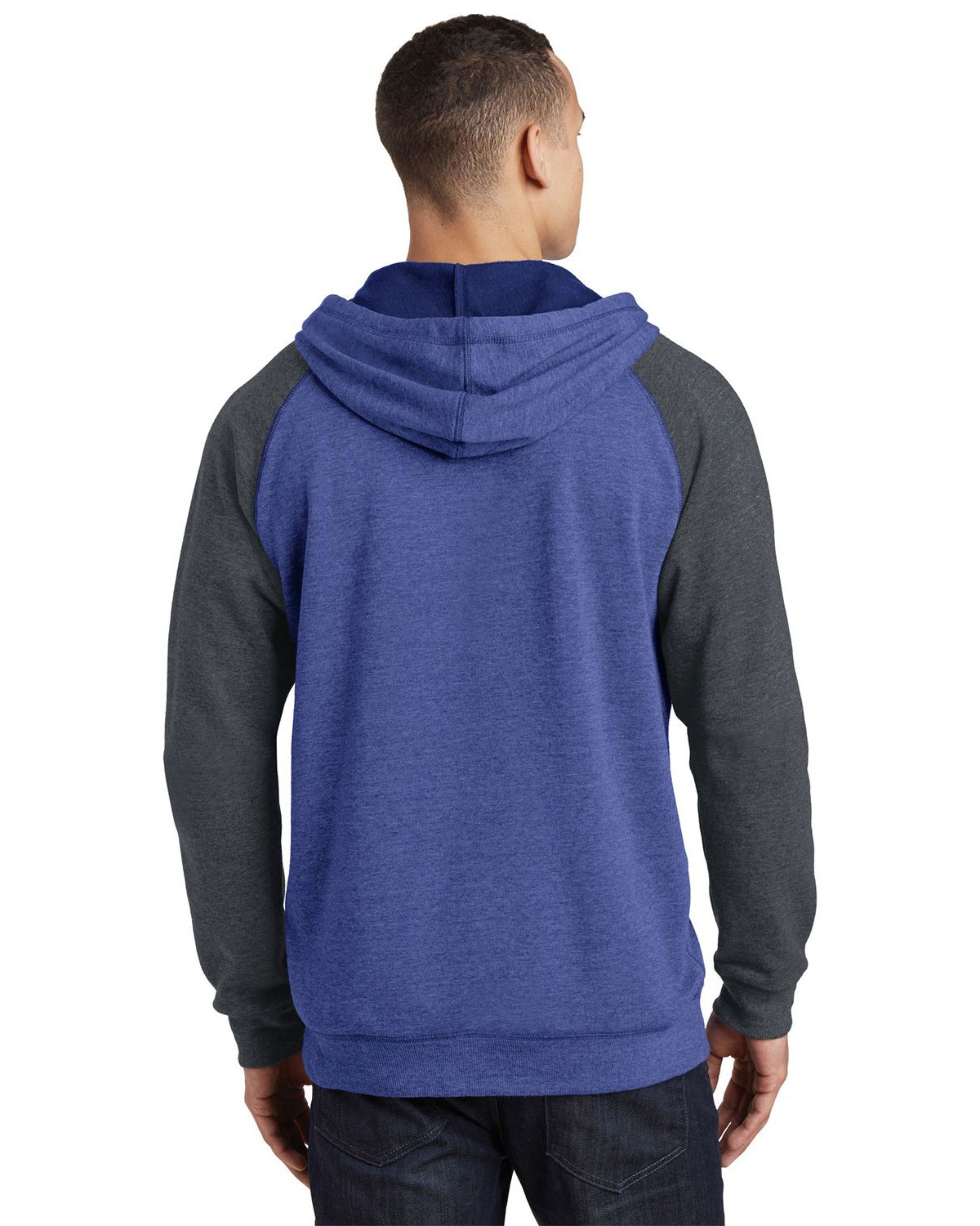 District DT196 Young Mens Lightweight Fleece Raglan Hoodie view 2