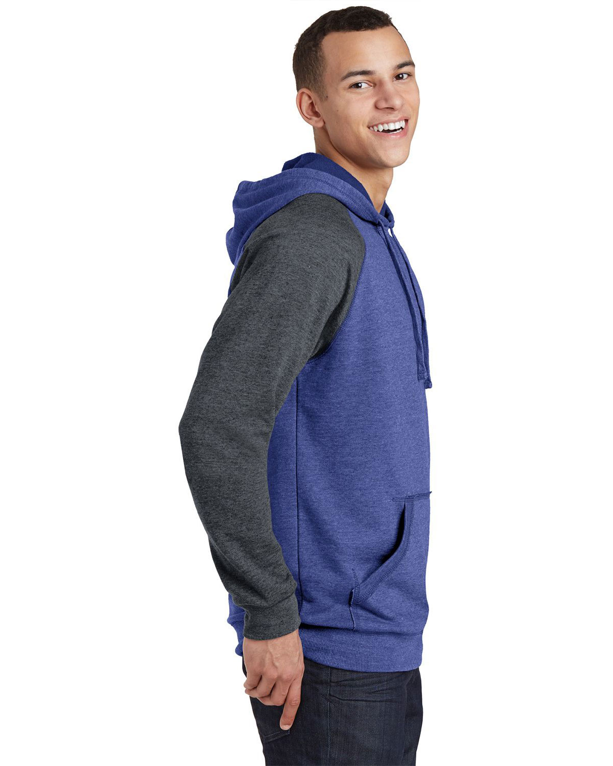 District DT196 Young Mens Lightweight Fleece Raglan Hoodie view 3