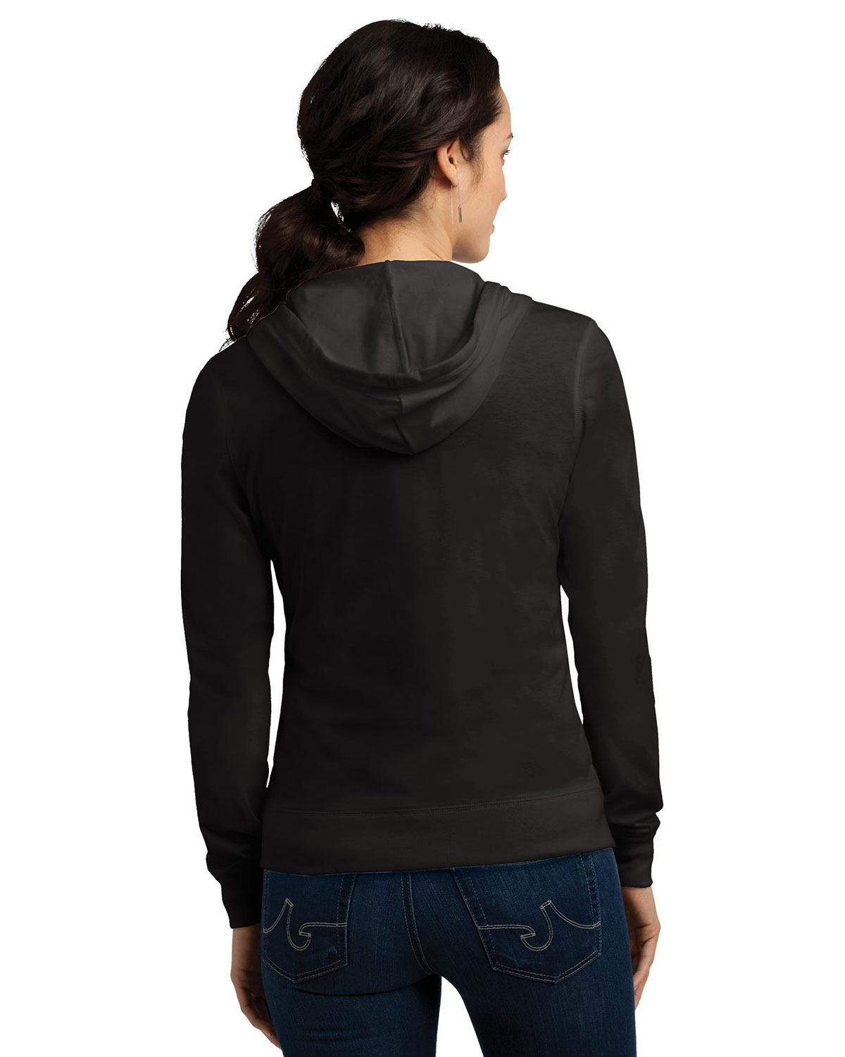 District DT2100 Women's Fitted Jersey Full-Zip Hoodie view 2
