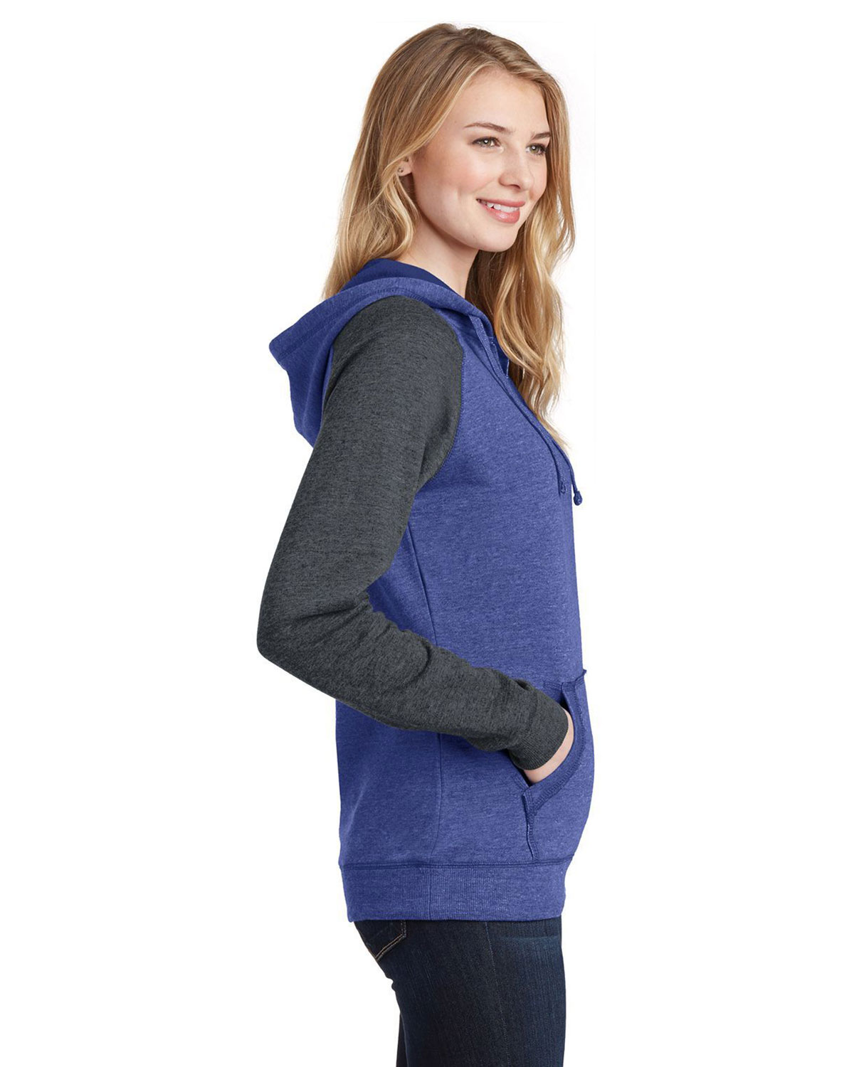 District DT296 Women's Lightweight Fleece Raglan Hoodie view 3