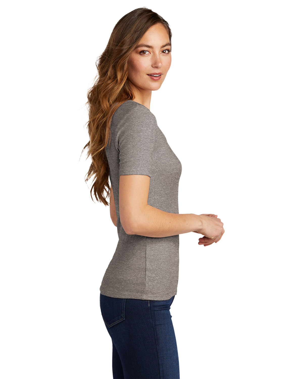 District DT6020 Women's V.I.T. Rib Scoop Neck Tee view 3