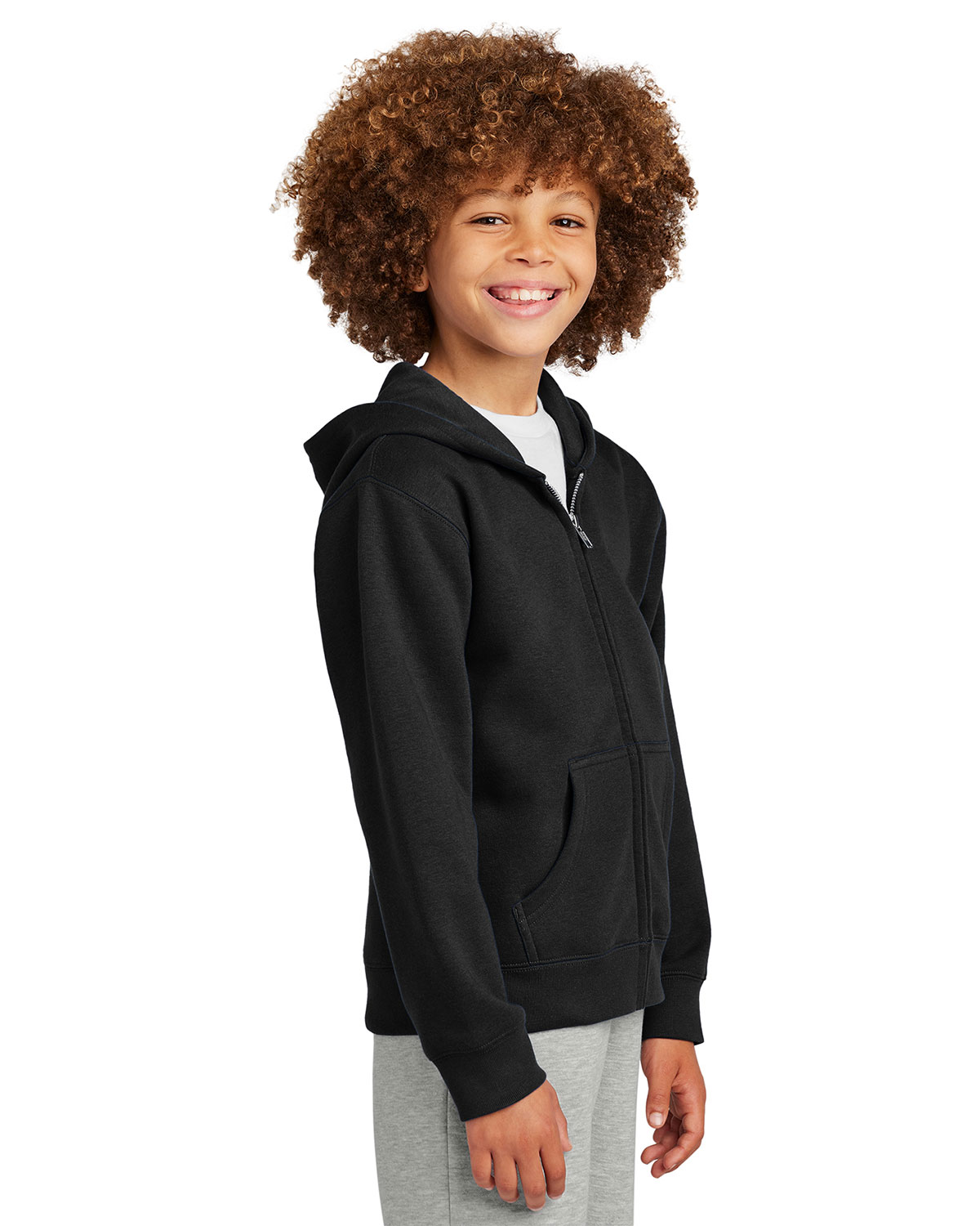 District DT6102Y Youth V.I.T. Fleece Full-Zip Hoodie view 3