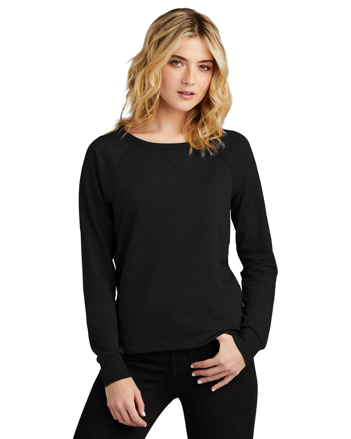 District DT672 Women's Featherweight French Terry Long Sleeve Crewneck