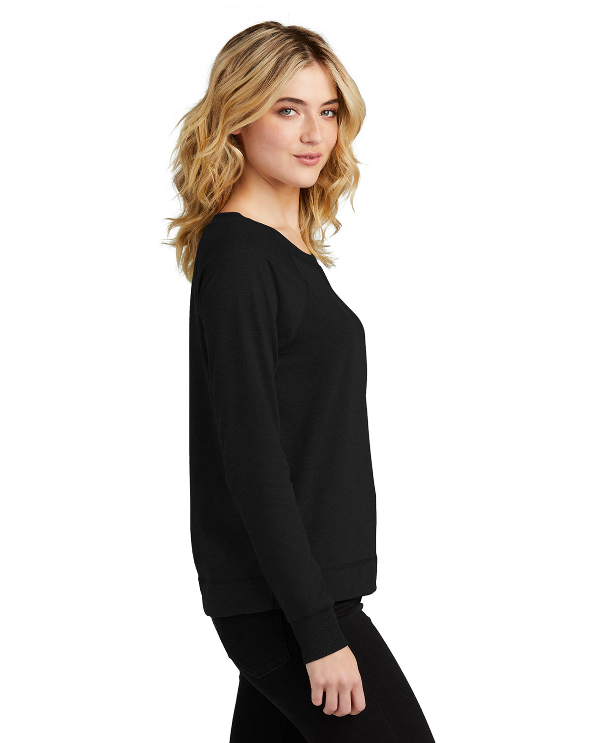 District DT672 Women's Featherweight French Terry Long Sleeve Crewneck view 3