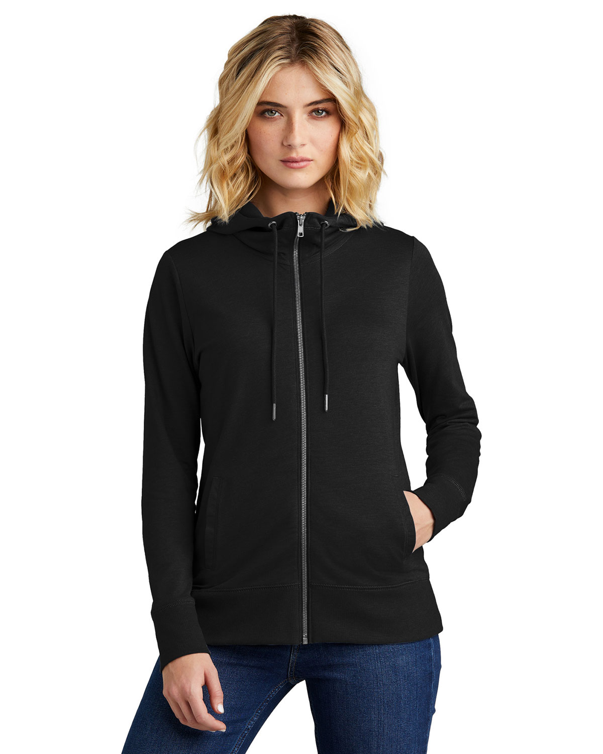 District DT673 Women's Featherweight French Terry Full-Zip Hoodie