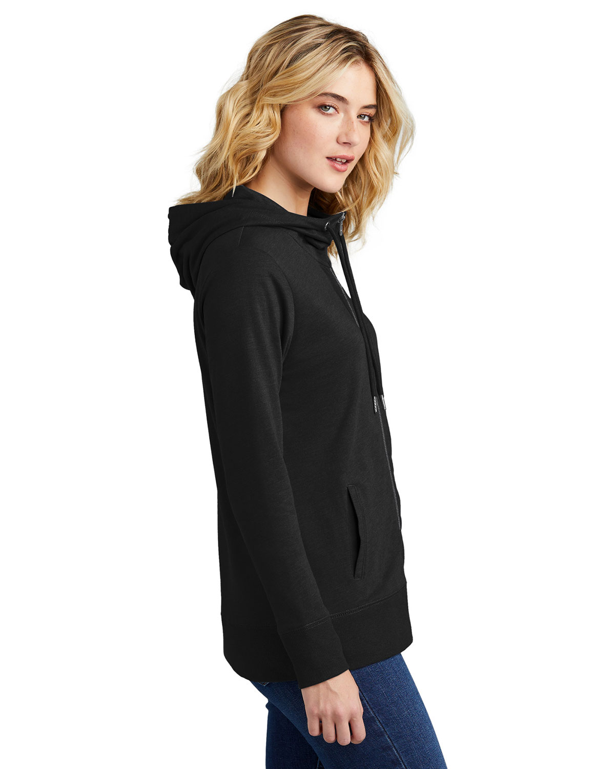 District DT673 Women's Featherweight French Terry Full-Zip Hoodie view 3