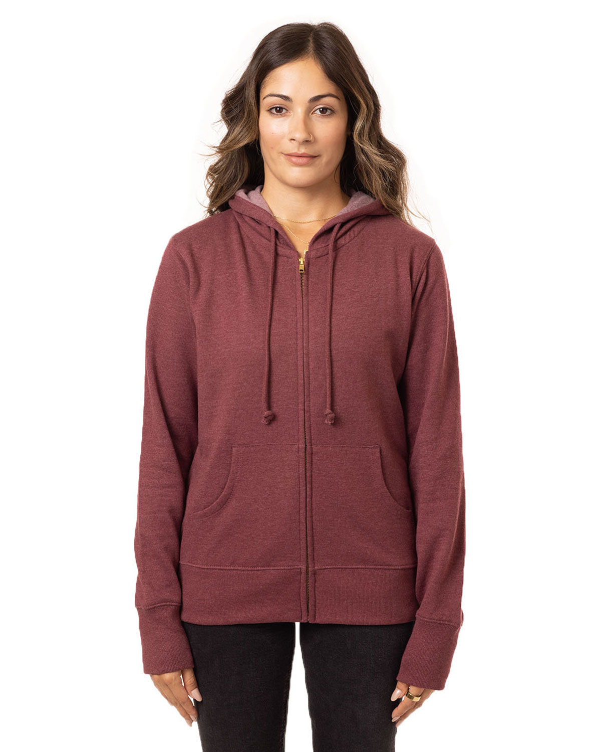 econscious EC4580 Women's Heathered Full-Zip Hooded Sweatshirt