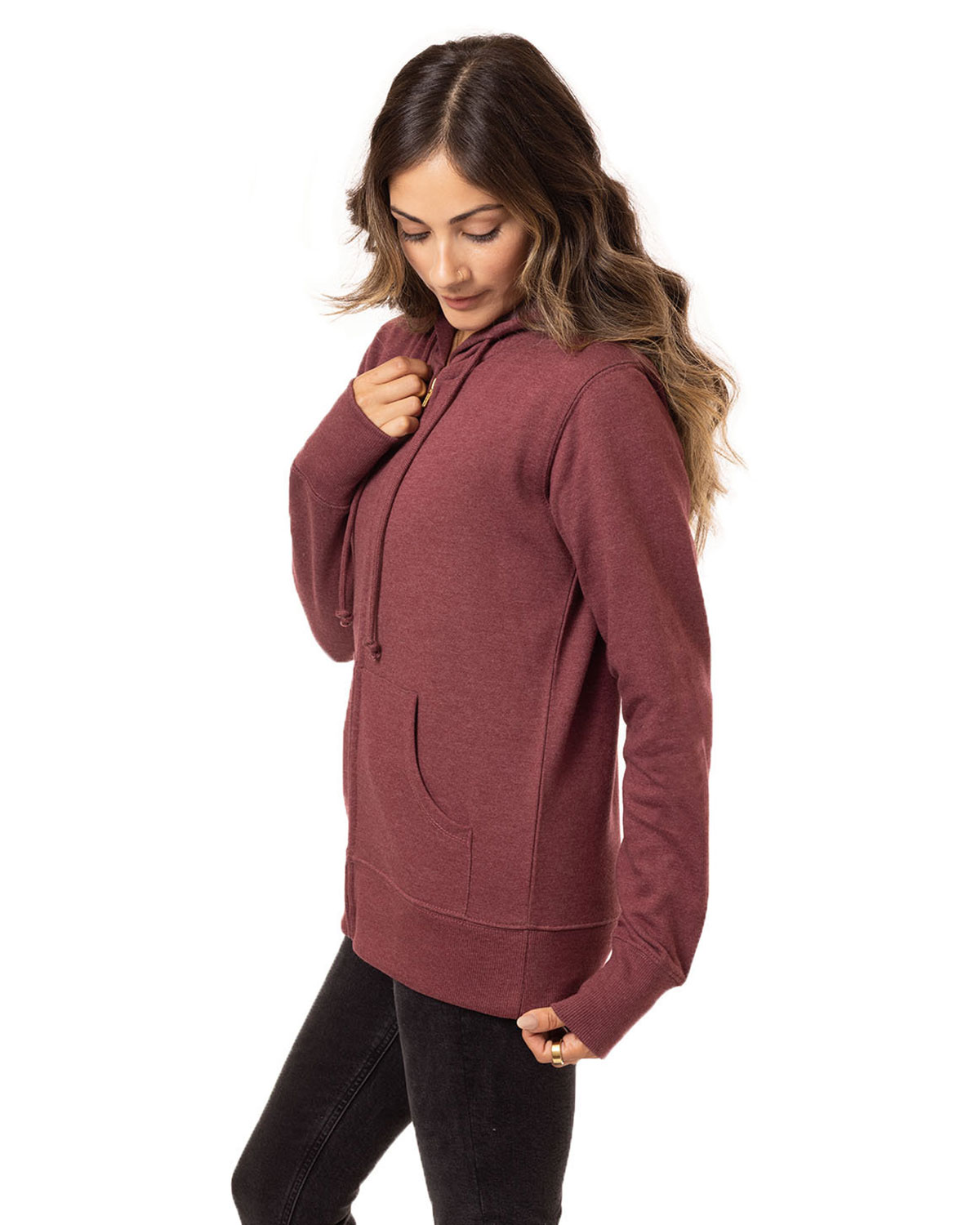 econscious EC4580 Women's Heathered Full-Zip Hooded Sweatshirt view 3