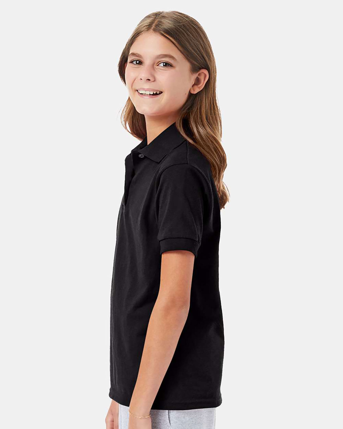 Hanes 054Y Youth EcoSmart� Jersey Polo view 3
