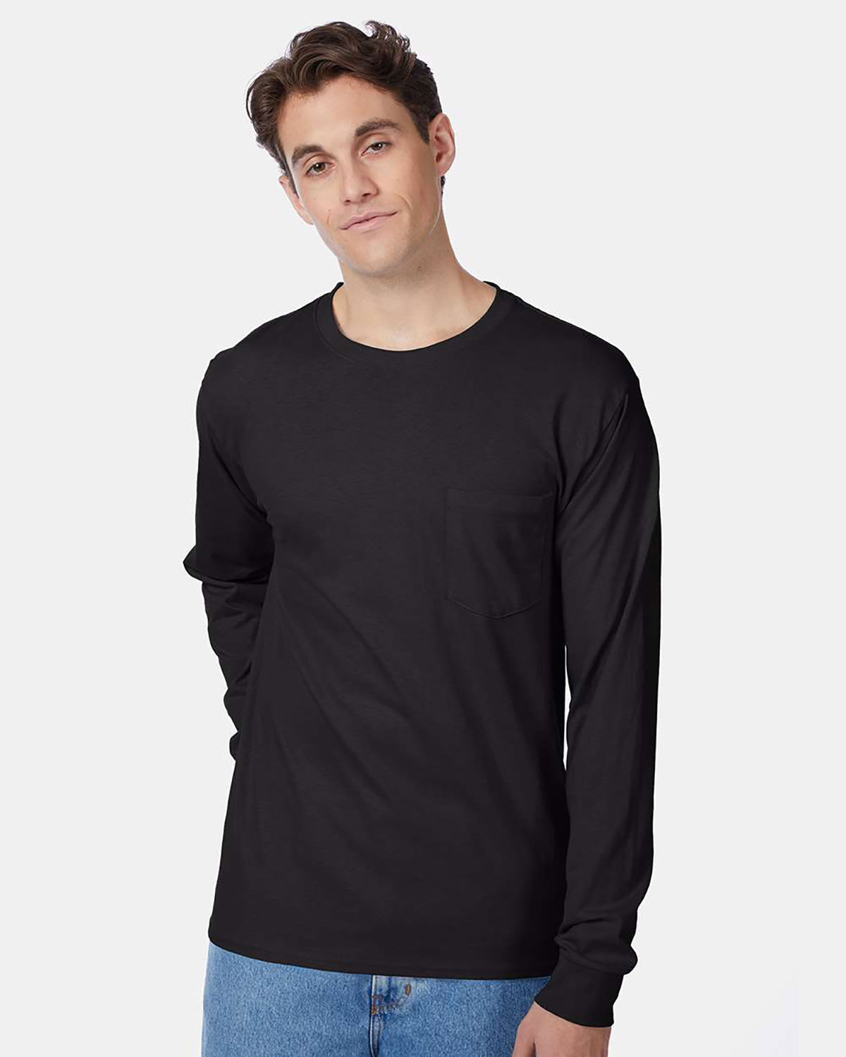 Hanes 5596 Unisex Authentic Long Sleeve Pocket T-Shirt