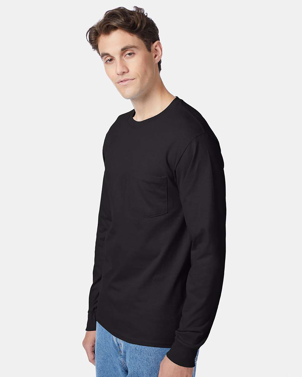 Hanes 5596 Unisex Authentic Long Sleeve Pocket T-Shirt view 3