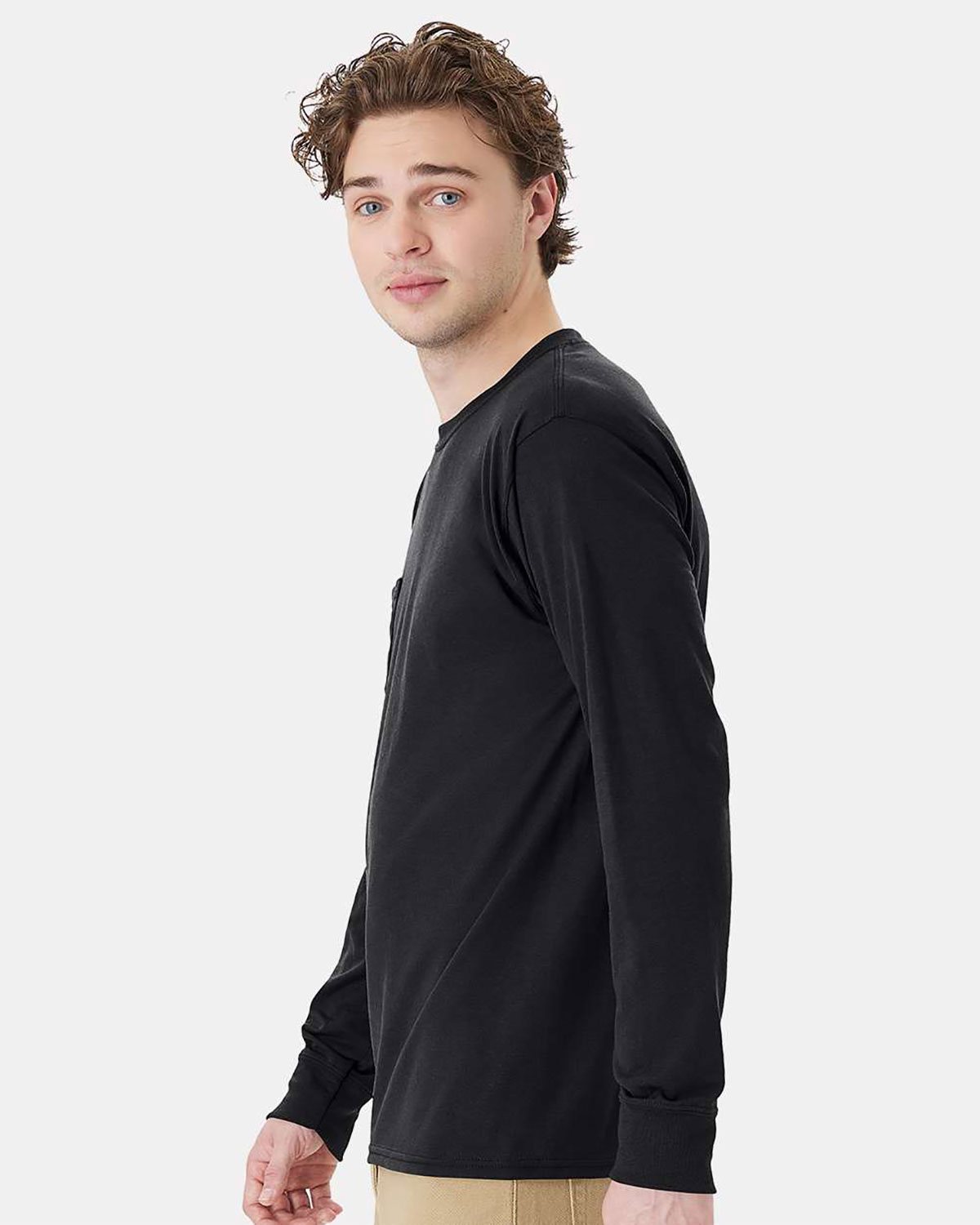 Hanes W120 Unisex Workwear Long Sleeve Pocket T-Shirt view 3