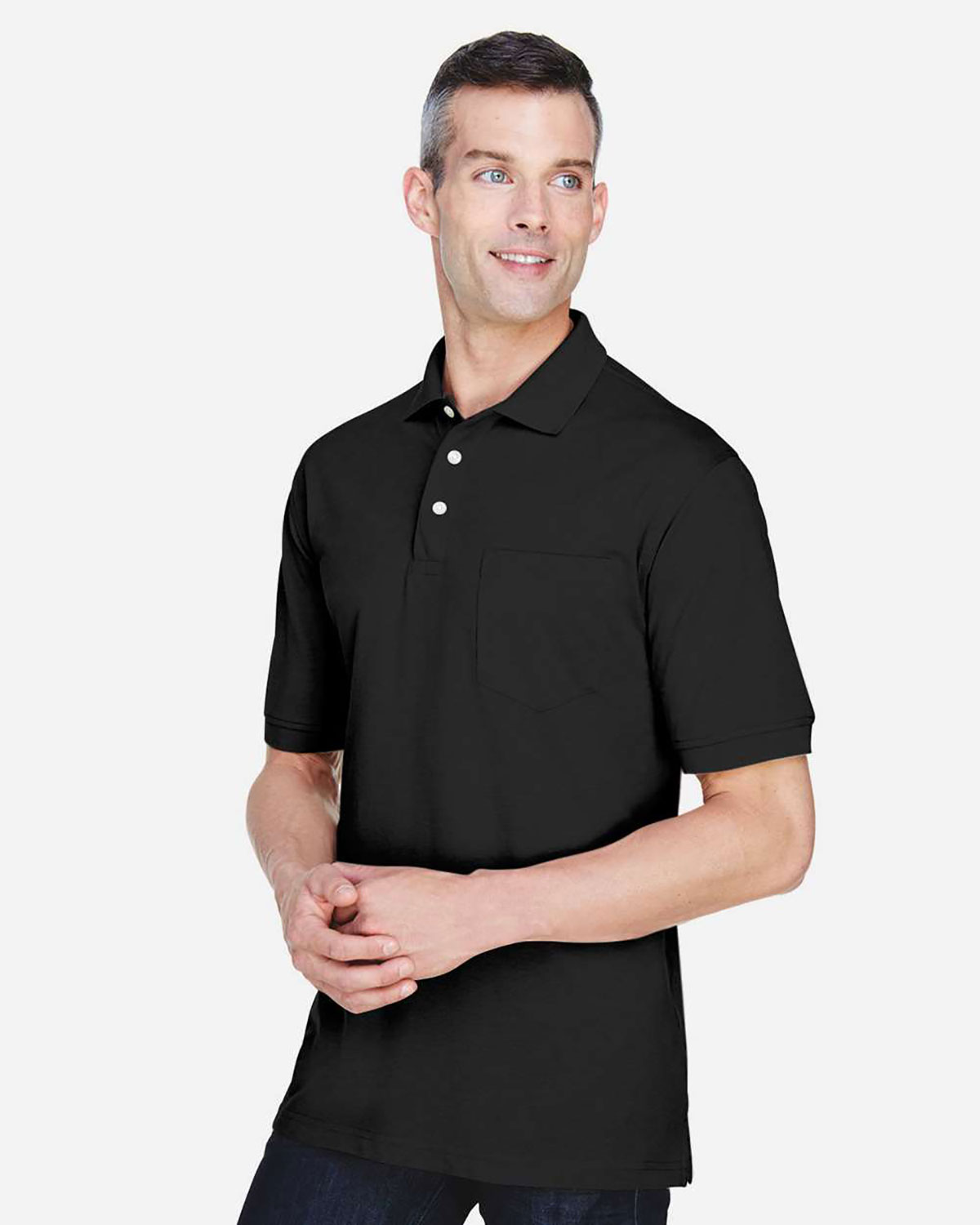 Harriton M265P Men's Easy Blend� Polo with�Pocket view 3