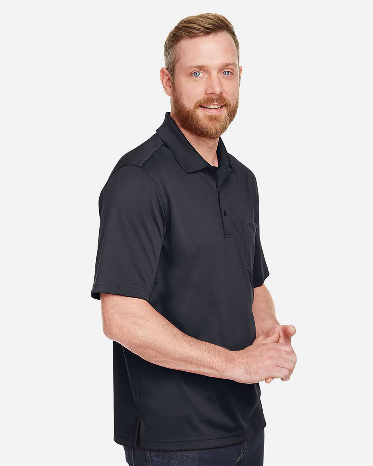 Harriton M348P Men's Advantage Snag Protection Plus IL Pocket Polo view 3