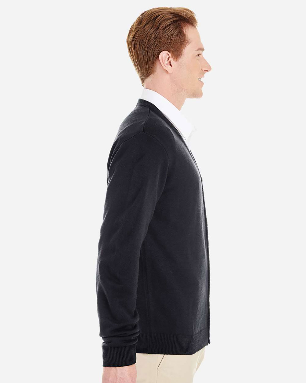 Harriton M425 Men's Pilbloc� V-Neck Button Cardigan Sweater view 3