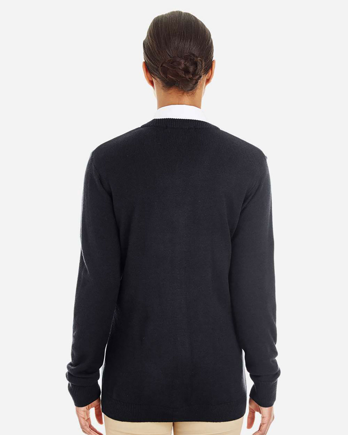 Harriton M425W Women's Pilbloc V-Neck Button Cardigan Sweater view 2