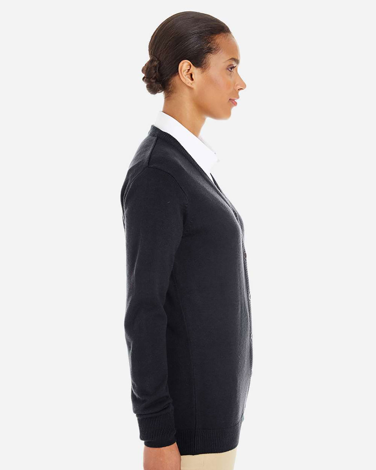 Harriton M425W Women's Pilbloc V-Neck Button Cardigan Sweater view 3