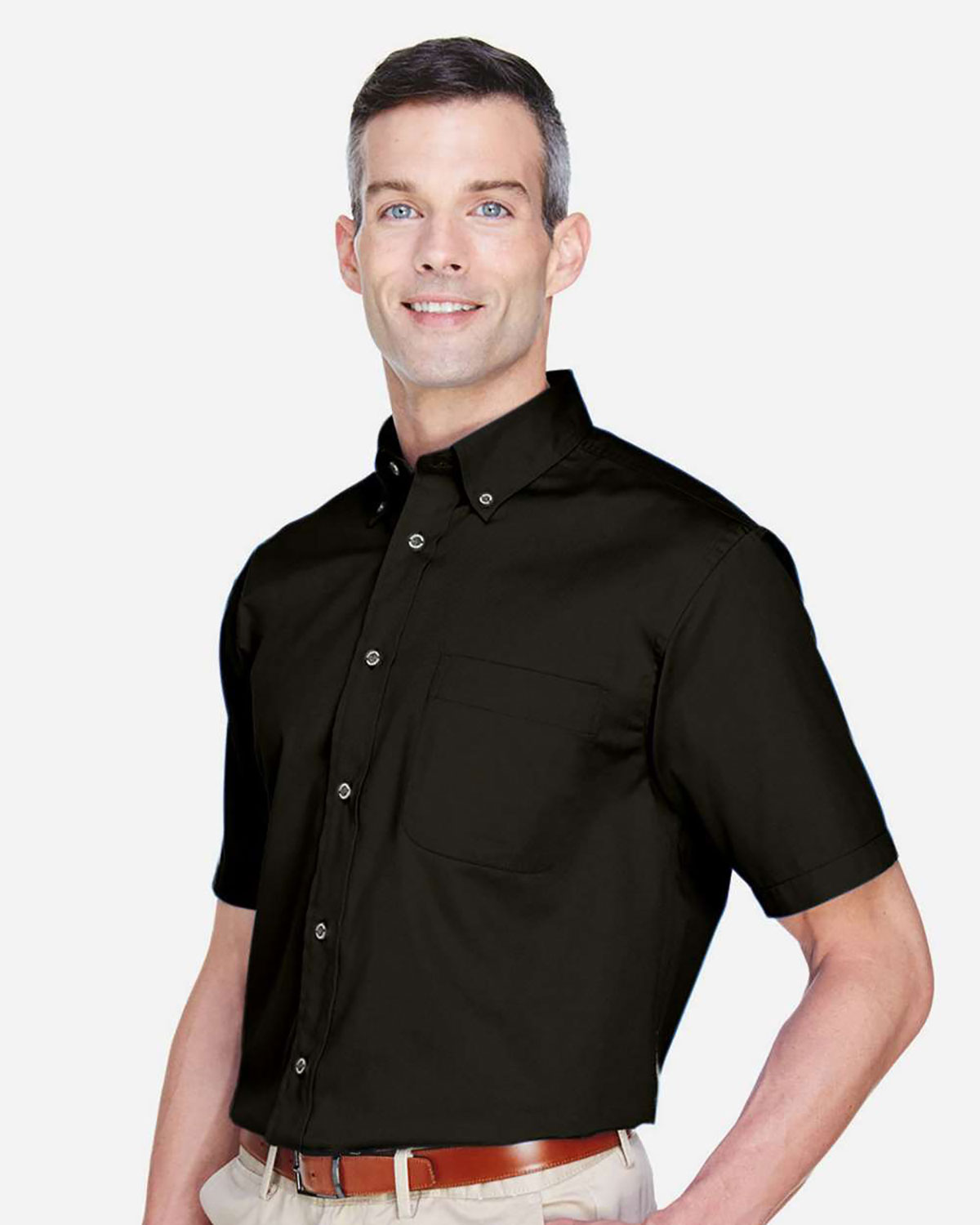Harriton M500S Men's Easy Blend� Twill Dress Shirt with�Stain-Release view 3