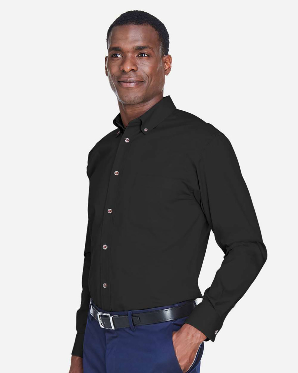Harriton M500T Men's Tall Easy Blend� Twill Dress Shirt view 3