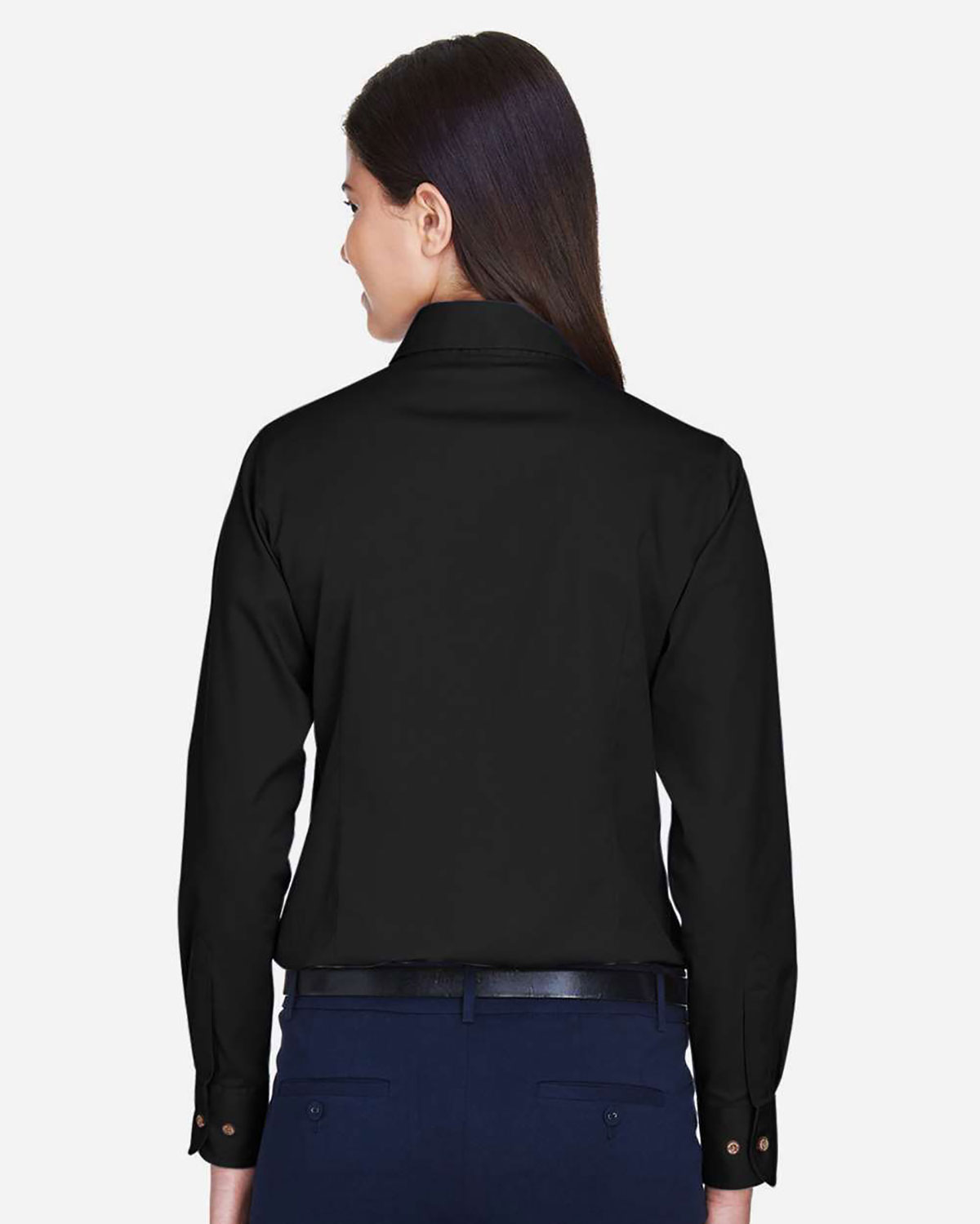 Harriton M500W Women's Easy Blend� Long Sleeve Twill�Dress Shirt with Stain-Release view 2
