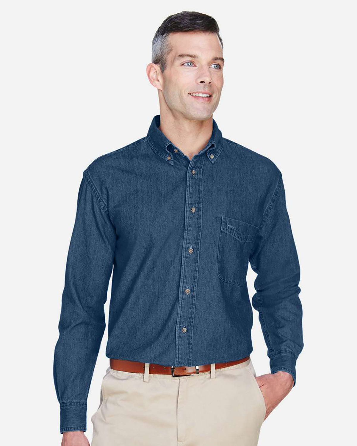 Harriton M550T Men's Tall Denim Shirt