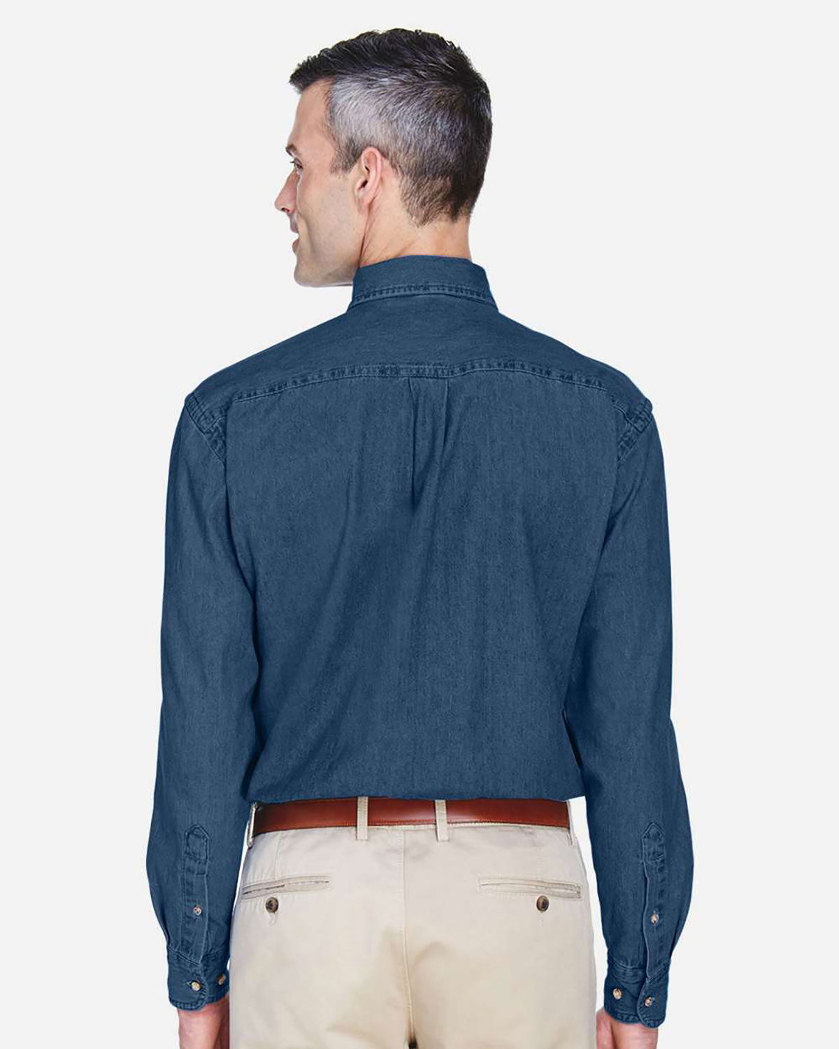 Harriton M550T Men's Tall Denim Shirt view 2