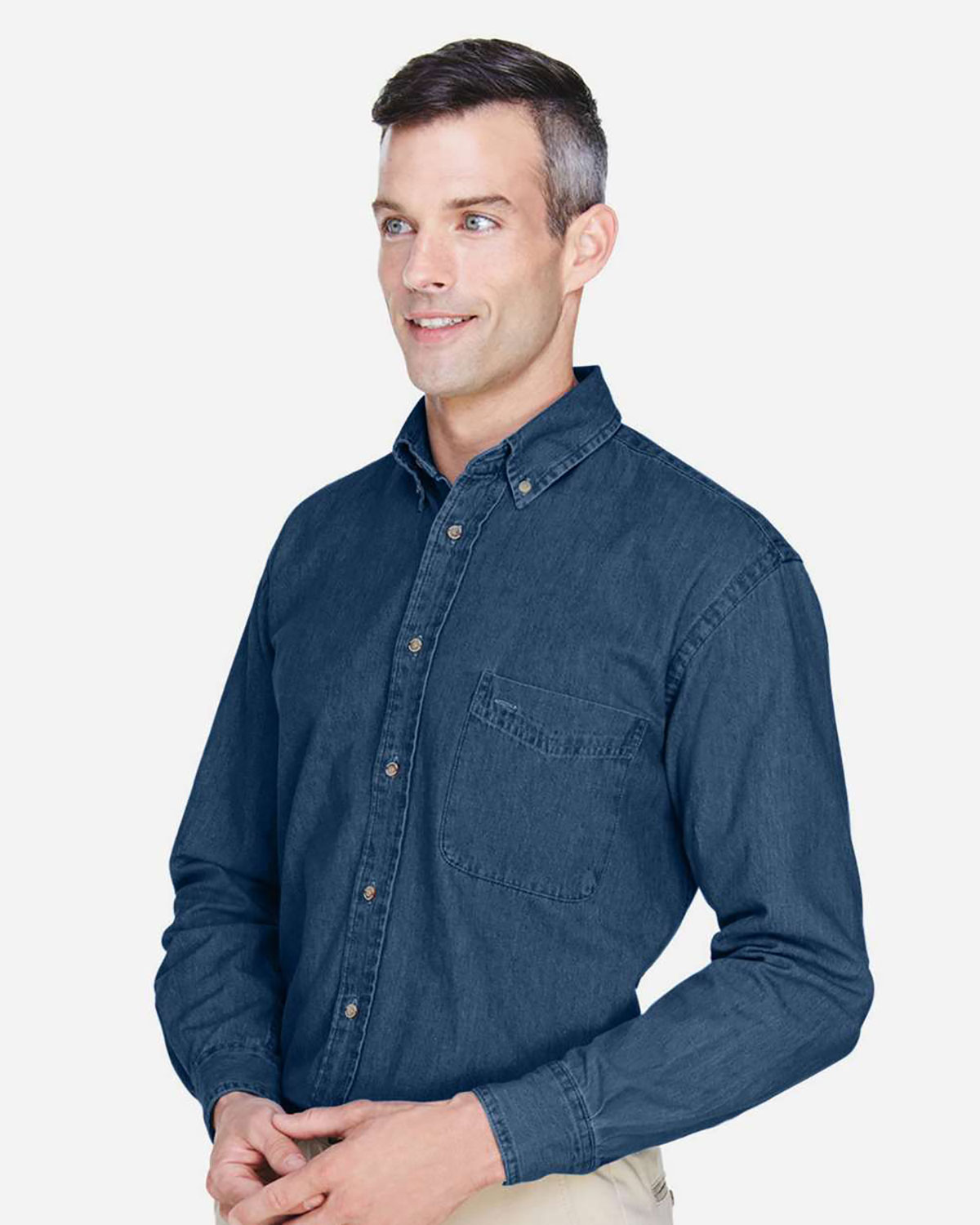 Harriton M550T Men's Tall Denim Shirt view 3
