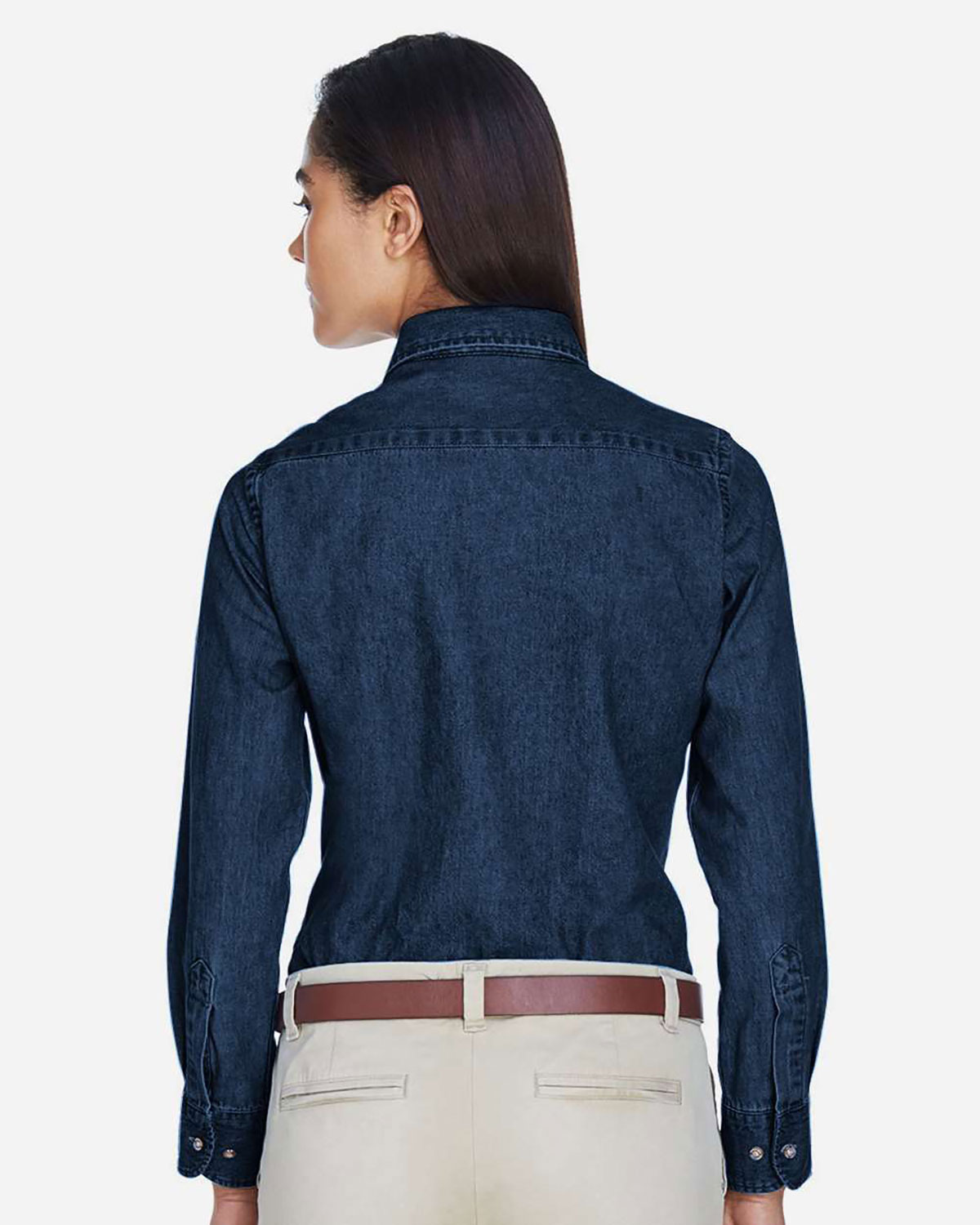 Harriton M550W Women's Denim Shirt view 2