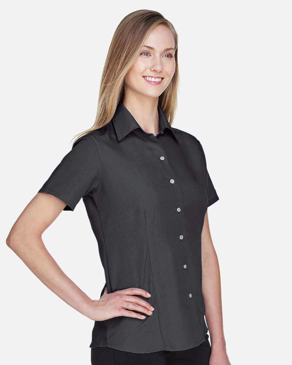 Harriton M560W Women's Barbados Textured Camp�Shirt view 3