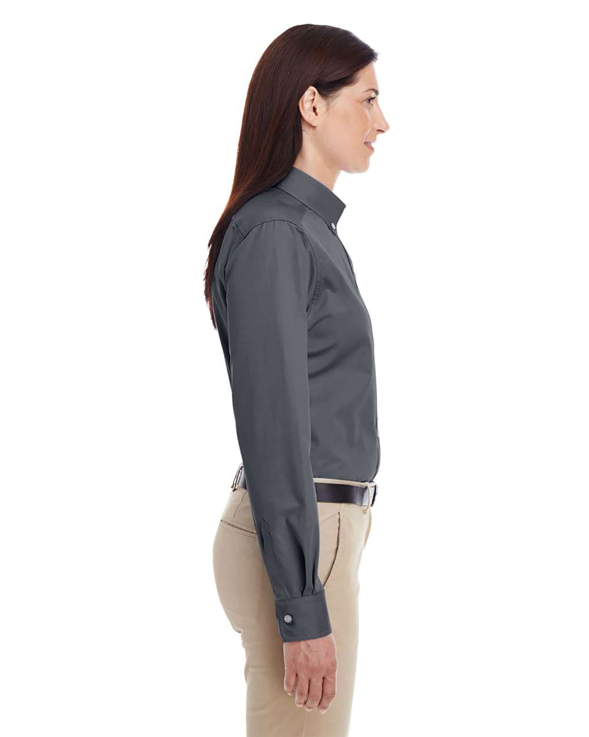 Harriton M581W Women's Foundation Cotton Twill Shirt with Teflon view 3