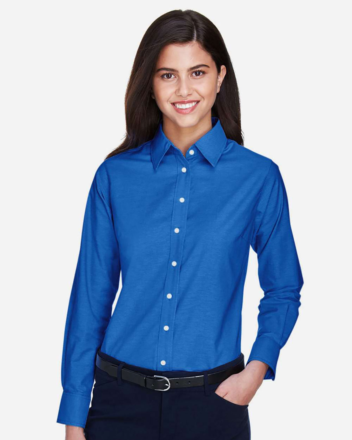 Harriton M600W Women's Long Sleeve Oxford Dress Shirt