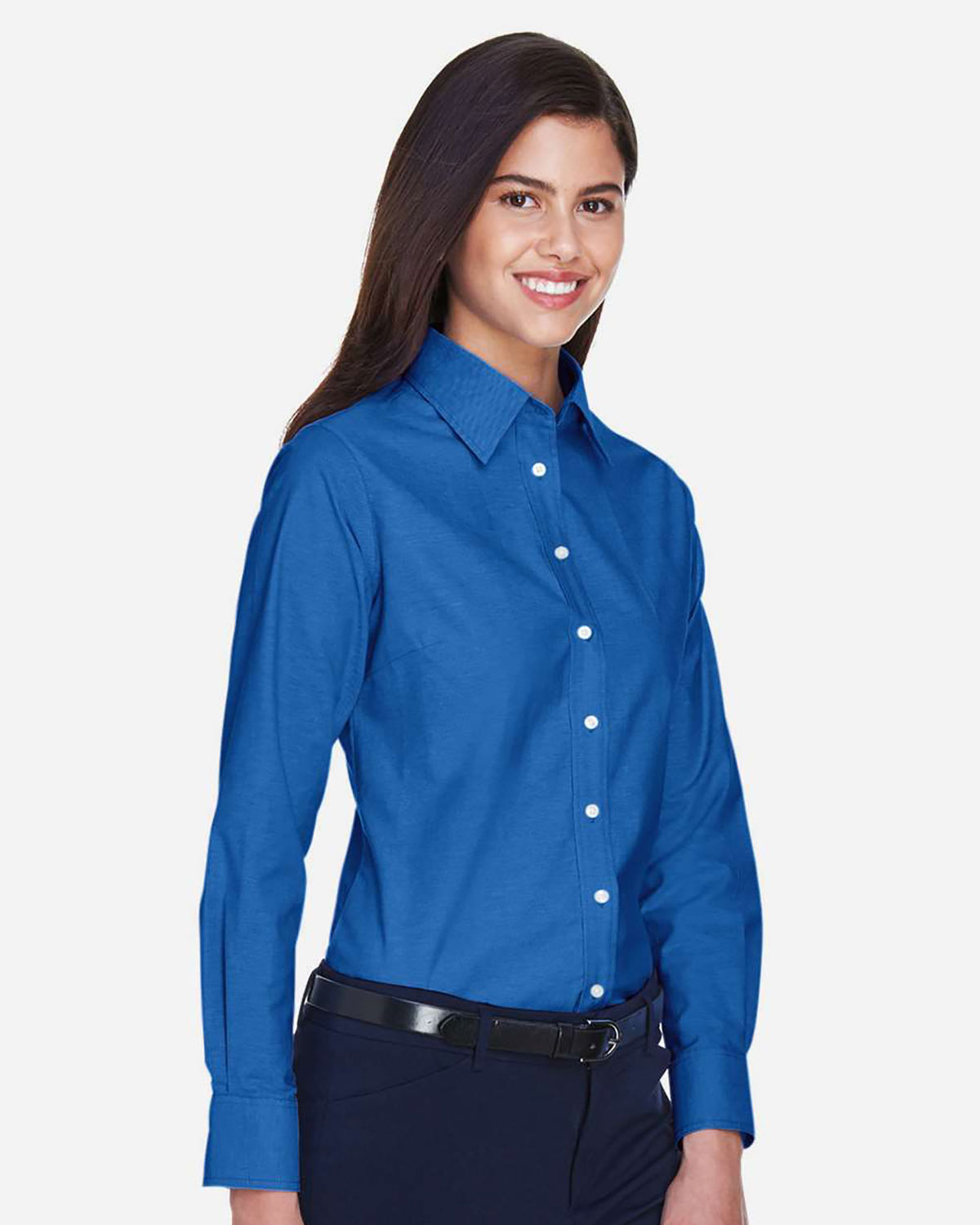 Harriton M600W Women's Long Sleeve Oxford Dress Shirt view 3