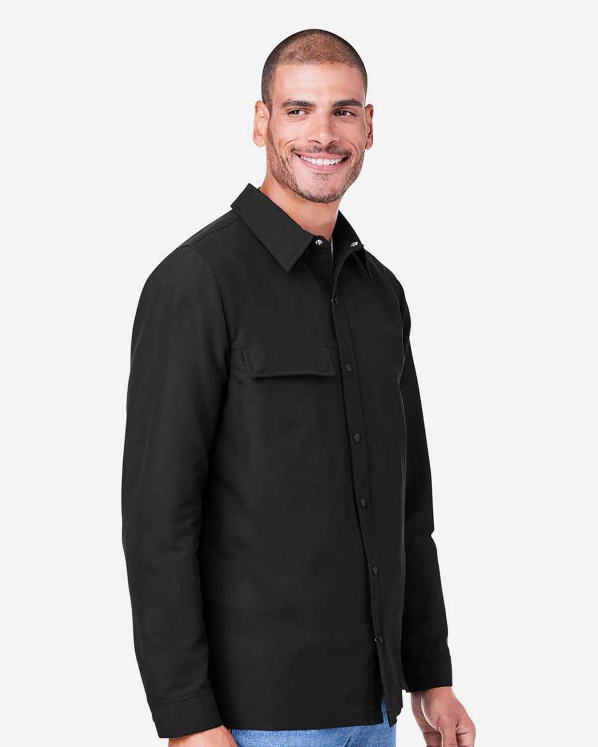 Harriton M72 Unisex Flex Twill Overshirt Jacket view 3